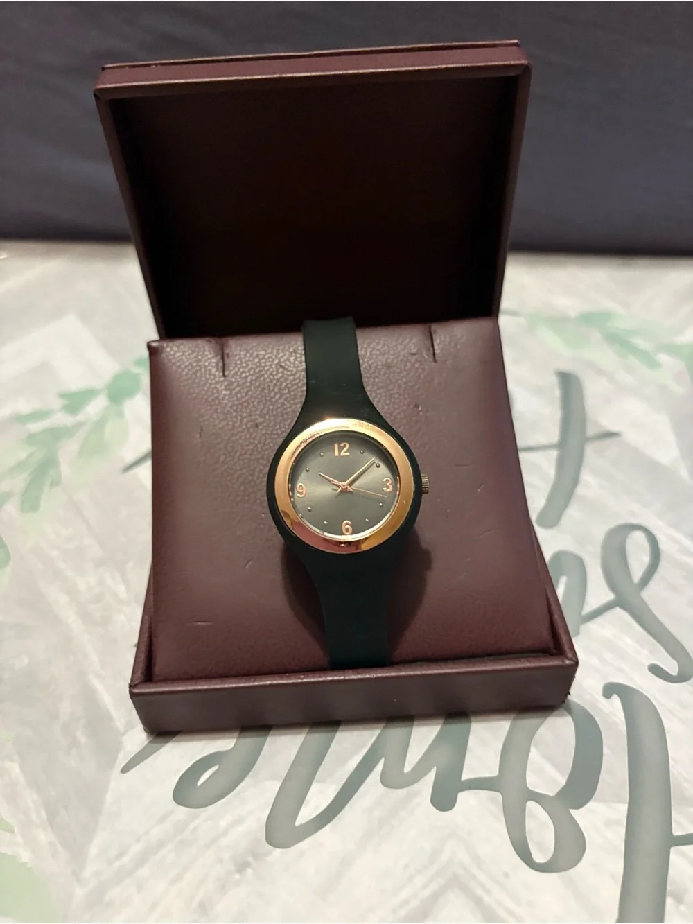Black & Rose Gold Silicone Strap Analog Wristwatch